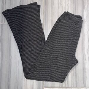 Joah Brown Ribbed Knit Pants - Charcoal